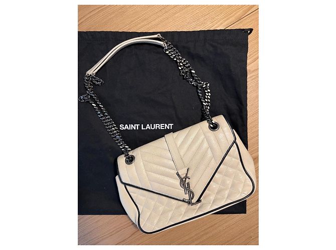 Collège Saint Laurent Borsa College Chevron in pelle bianca Bianco - vista 5
