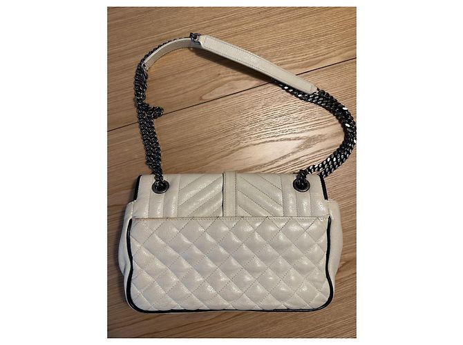 Collège Saint Laurent Borsa College Chevron in pelle bianca Bianco - vista 7