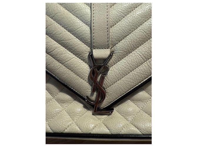 Collège Saint Laurent Borsa College Chevron in pelle bianca Bianco - vista 8