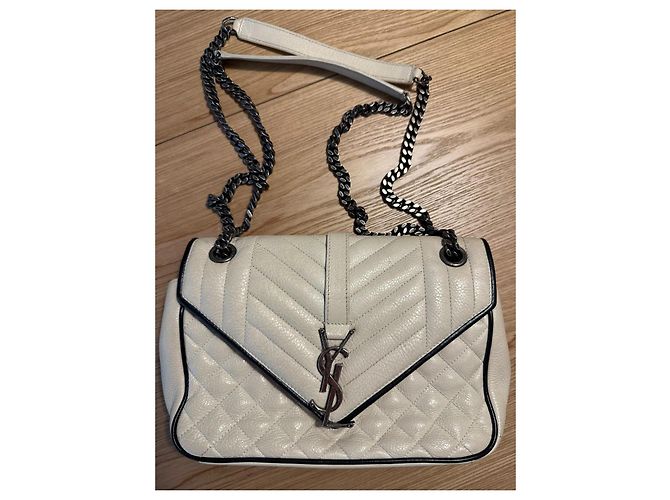 Collège Saint Laurent Borsa College Chevron in pelle bianca Bianco - vista 9