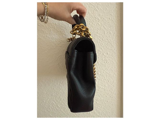 Saint Laurent College Tote in Pelle Trapuntata Nera Nero - vista 2