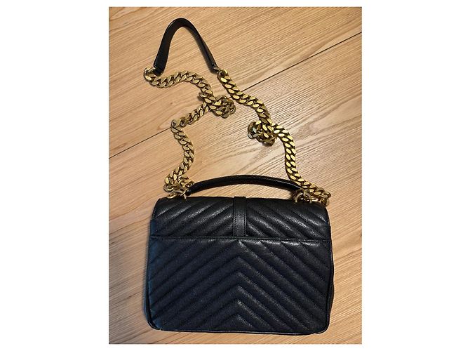 Saint Laurent College Tote in Pelle Trapuntata Nera Nero - vista 4