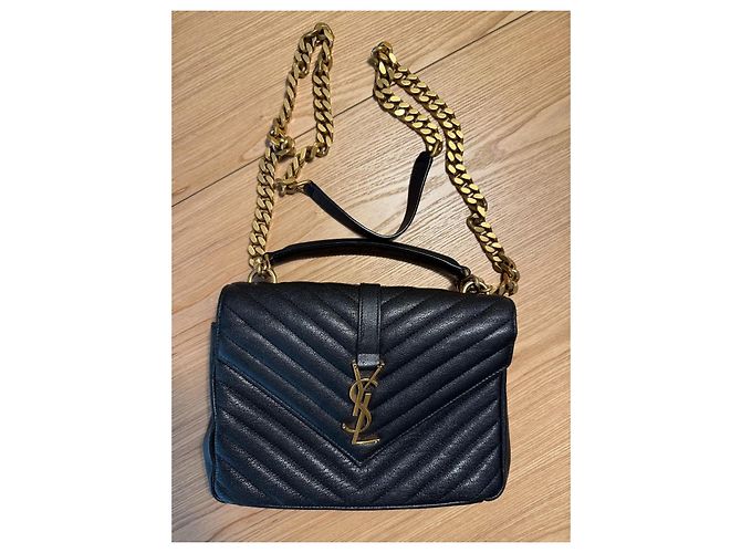 Saint Laurent College Tote in Pelle Trapuntata Nera Nero - vista 5