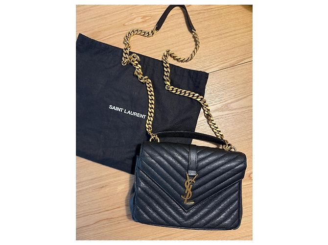 Saint Laurent College Tote in Pelle Trapuntata Nera Nero - vista 6