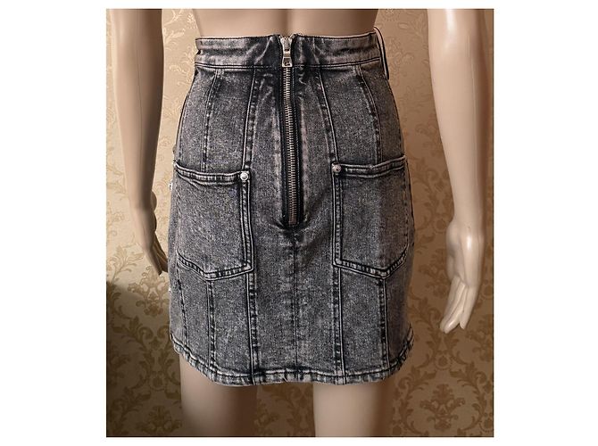 Minifalda de denim elástico Balmain negra Negro - vista 11