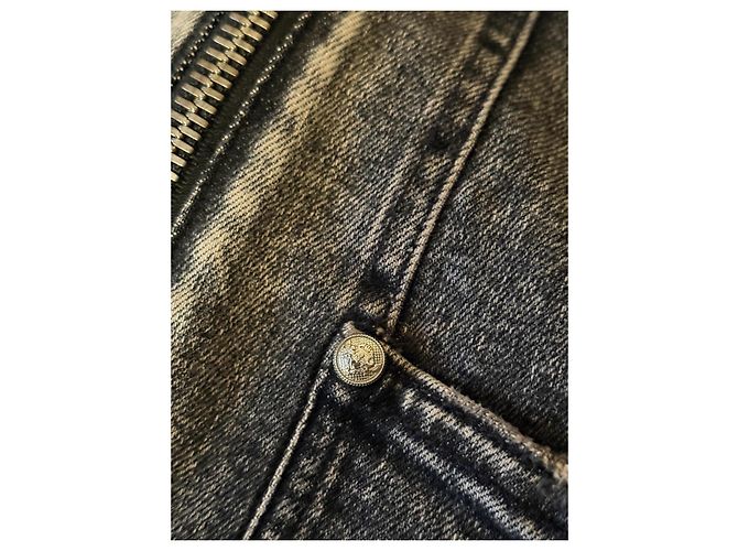 Minifalda de denim elástico Balmain negra Negro - vista 13