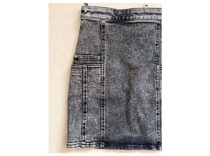 Minifalda de denim elástico Balmain negra Negro - vista 17