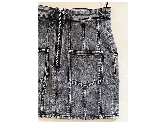 Minifalda de denim elástico Balmain negra Negro - vista 18