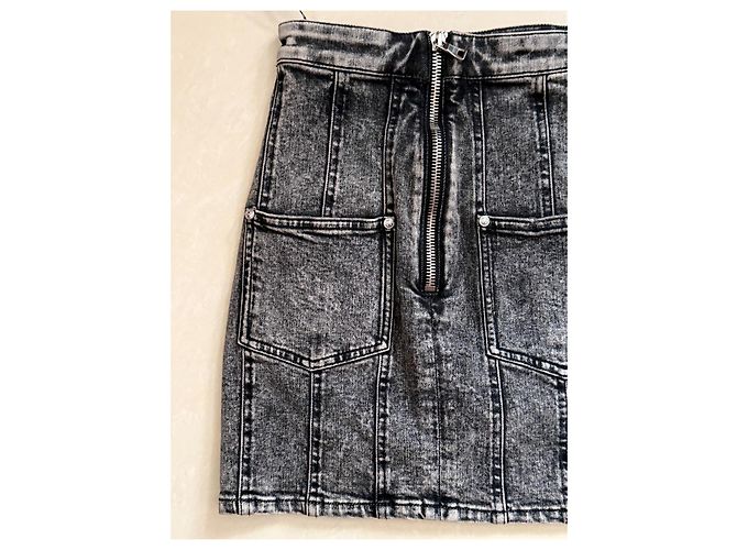 Minifalda de denim elástico Balmain negra Negro - vista 19