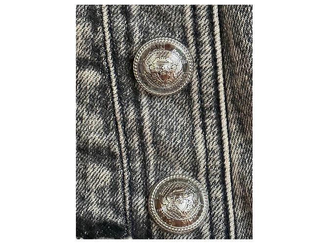 Minifalda de denim elástico Balmain negra Negro - vista 2