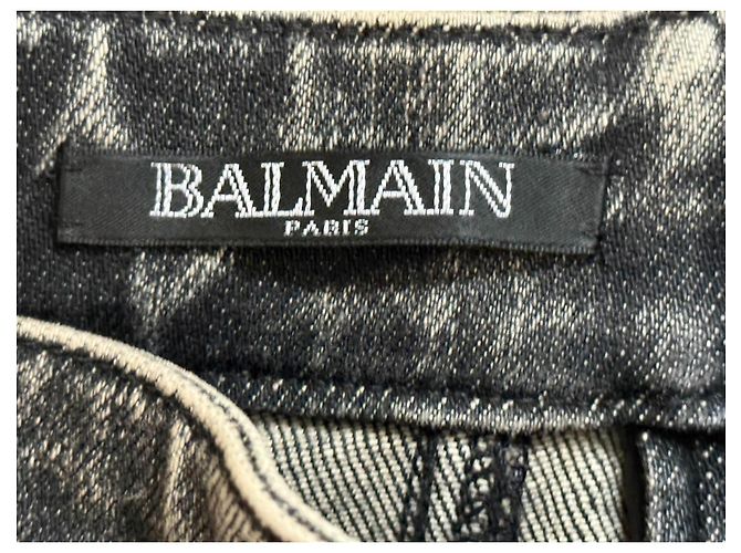 Minifalda de denim elástico Balmain negra Negro - vista 4