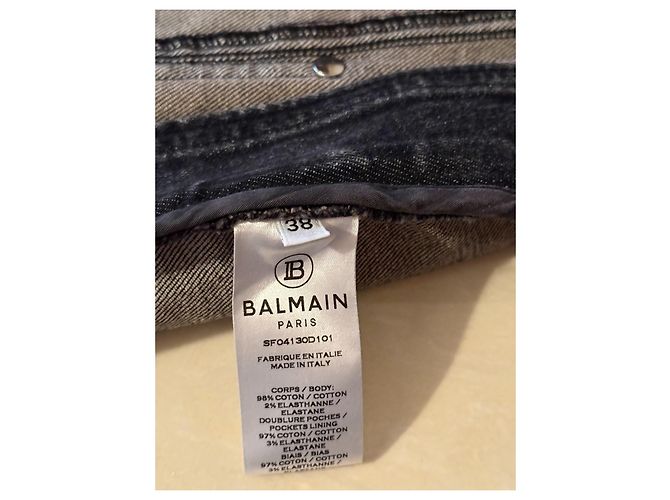 Minifalda de denim elástico Balmain negra Negro - vista 5