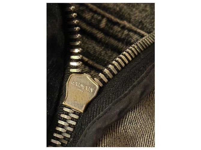 Minifalda de denim elástico Balmain negra Negro - vista 7