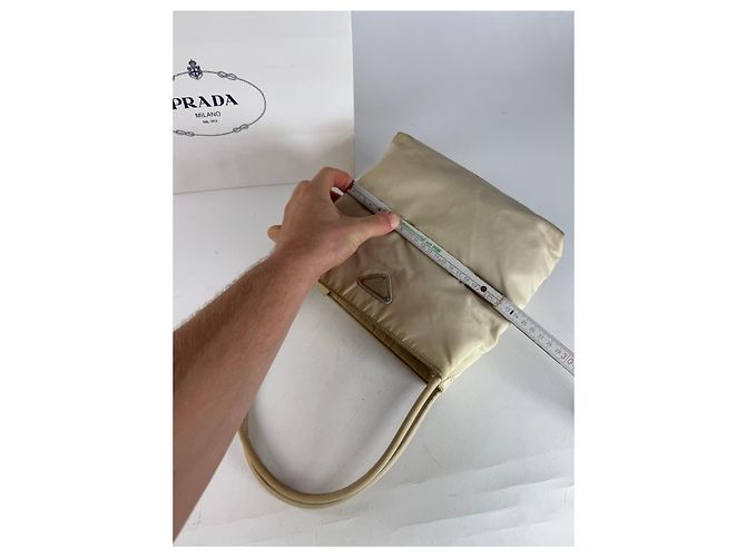 Borsa Triangolare in Poliestere Vintage Prada Beige - vista 10