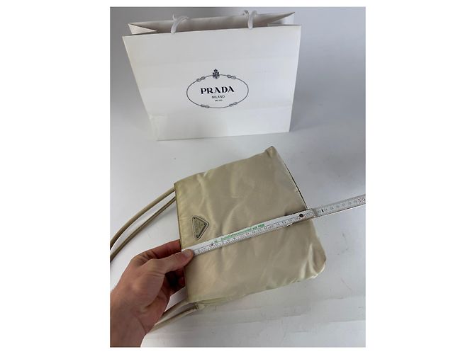 Borsa Triangolare in Poliestere Vintage Prada Beige - vista 11