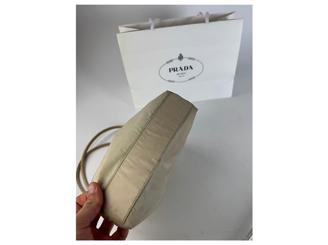 Borsa Triangolare in Poliestere Vintage Prada Beige - vista 12