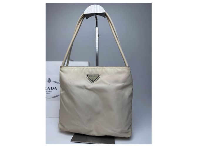 Borsa Triangolare in Poliestere Vintage Prada Beige - vista 13