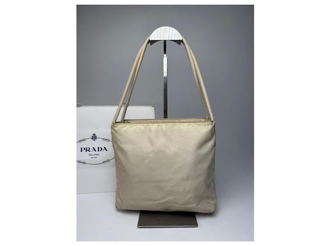 Borsa Triangolare in Poliestere Vintage Prada Beige - vista 14