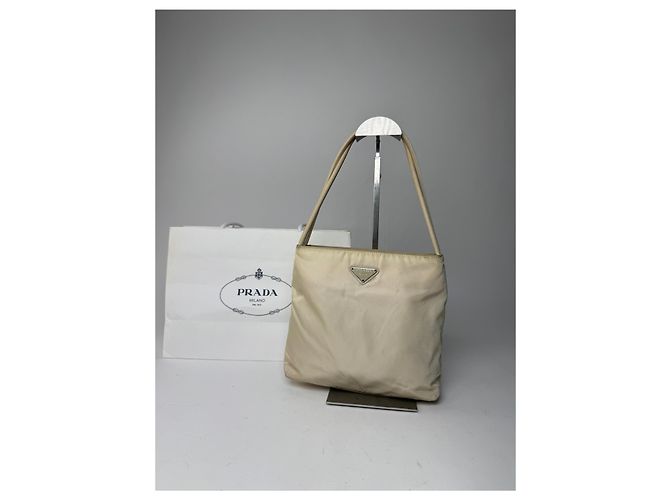 Borsa Triangolare in Poliestere Vintage Prada Beige - vista 2