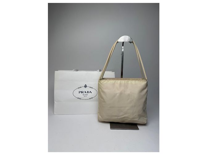 Borsa Triangolare in Poliestere Vintage Prada Beige - vista 3