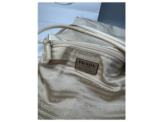 Borsa Triangolare in Poliestere Vintage Prada Beige - vista 5