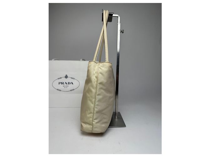 Borsa Triangolare in Poliestere Vintage Prada Beige - vista 7