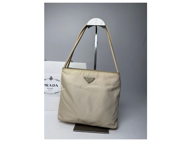 Borsa Triangolare in Poliestere Vintage Prada Beige - vista 8