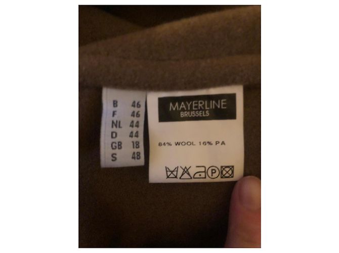 Autre Marque Abrigo de lana marrón con ribetes en contraste Castaño - vista 10