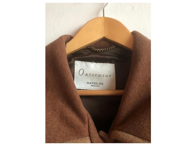 Autre Marque Abrigo de lana marrón con ribetes en contraste Castaño - vista 4