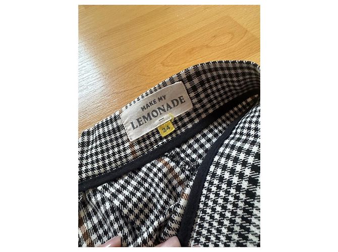 Autre Marque Karierte weite Hose Braun Schwarz Weiß - Ansicht 2