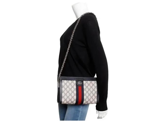 Borsa a tracolla Gucci Ophidia GG Supreme Nero Rosso Beige - vista 6