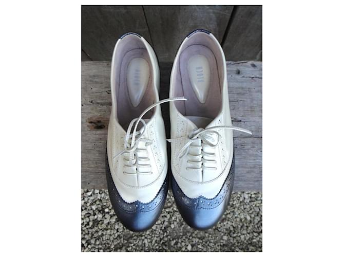 Scarpe Oxford Bloch in Pelle Argento Eggshell Bianco sporco - vista 5