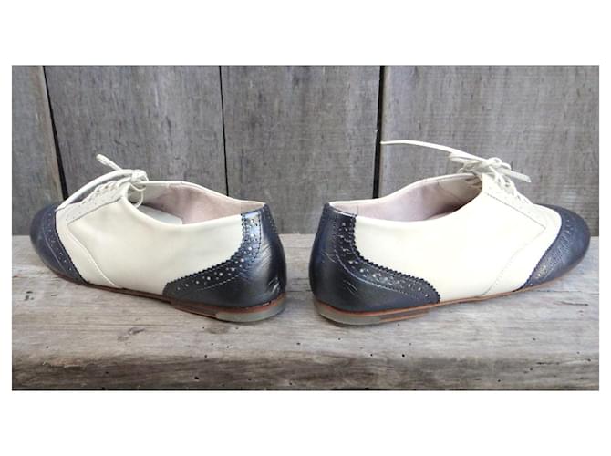 Scarpe Oxford Bloch in Pelle Argento Eggshell Bianco sporco - vista 6