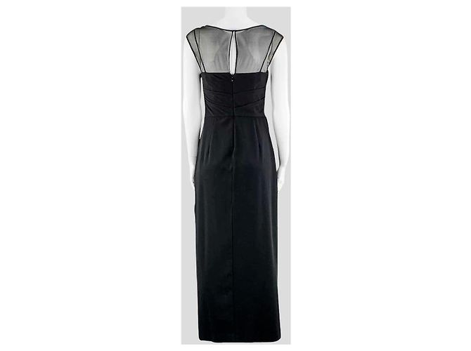 Vera Wang Schwarzes Abendkleid mit Netzdetails - Ansicht 2