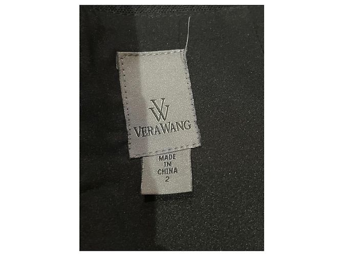 Vera Wang Schwarzes Abendkleid mit Netzdetails - Ansicht 4