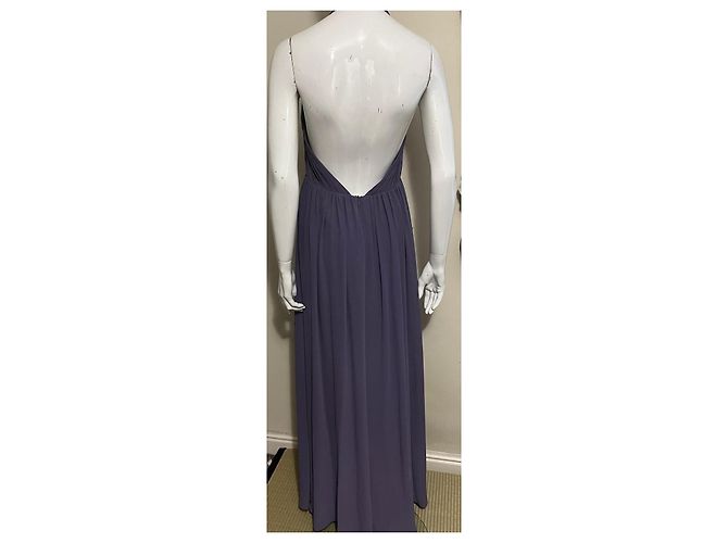 Vera Wang Chiffon-Abendkleid mit Netz-Einsatz Lila Lavendel - Ansicht 3