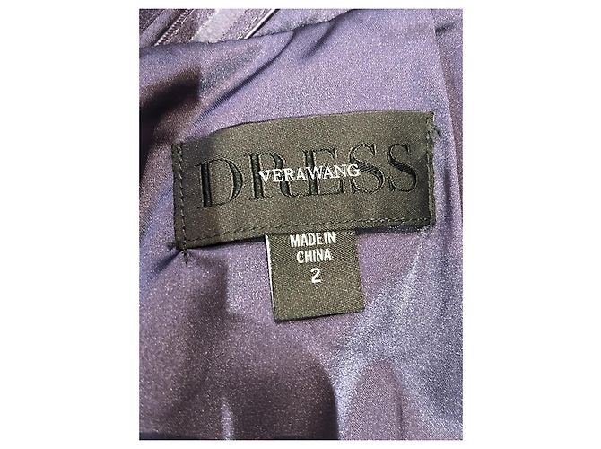 Vera Wang Chiffon-Abendkleid mit Netz-Einsatz Lila Lavendel - Ansicht 6