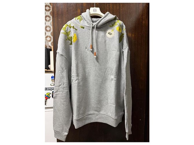 Loewe Dandelion bestickter Baumwoll-Hoodie Grau Gelb - Ansicht 2