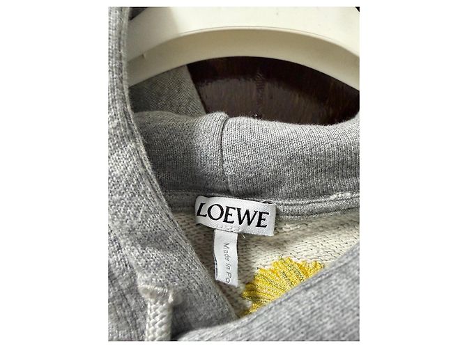 Loewe Dandelion bestickter Baumwoll-Hoodie Grau Gelb - Ansicht 3