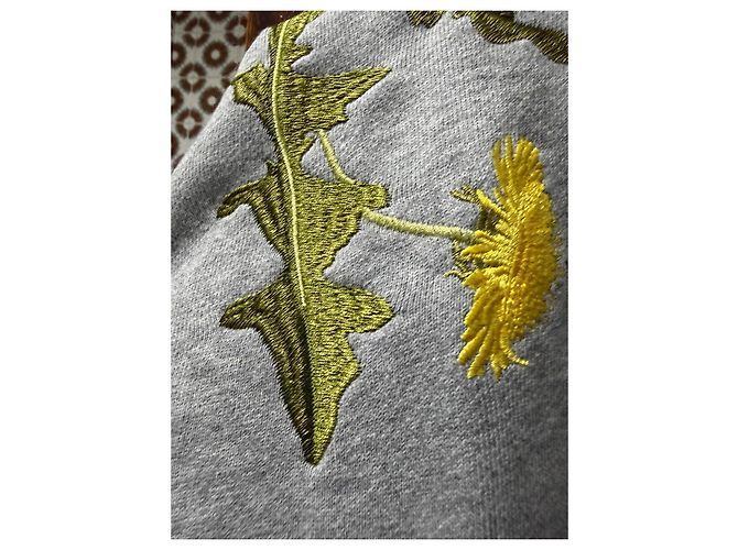 Loewe Dandelion bestickter Baumwoll-Hoodie Grau Gelb - Ansicht 4