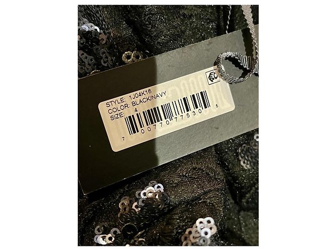 Vera Wang Abito da sera in paillettes e pizzo con strascico a pesce Nero Metallico - vista 5