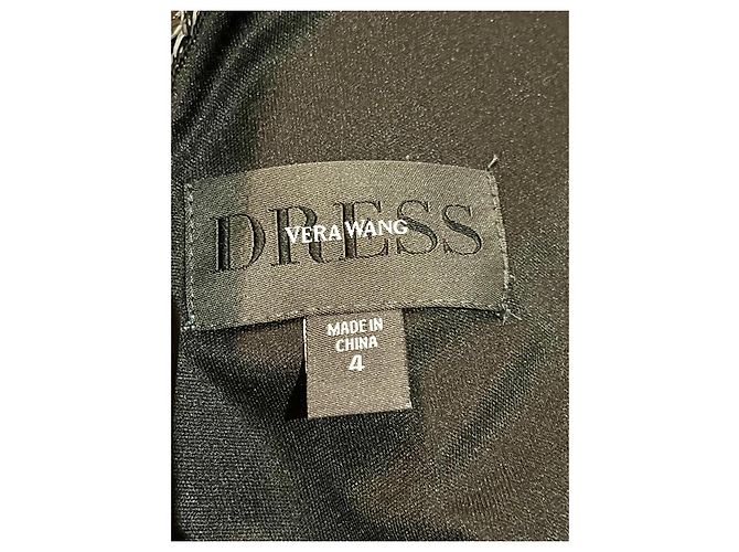 Vera Wang Abito da sera in paillettes e pizzo con strascico a pesce Nero Metallico - vista 6