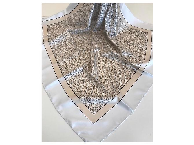 Sciarpa Burberry in seta beige crema - vista 2