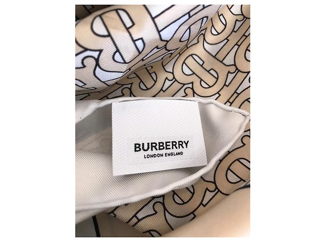 Sciarpa Burberry in seta beige crema - vista 4