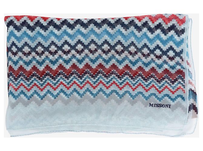 Missoni Blaue Zickzack-Chiffonschal - Ansicht 2