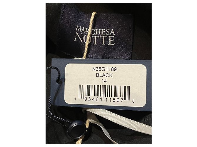 Marchesa Abito da sera monospalla in nero e argento - vista 6
