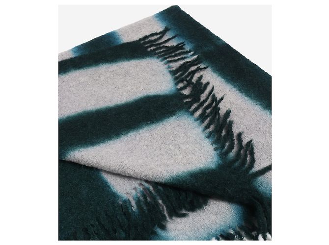 Autre Marque Handgewebte Boucle-Decke in Grün und Grau - Ansicht 2