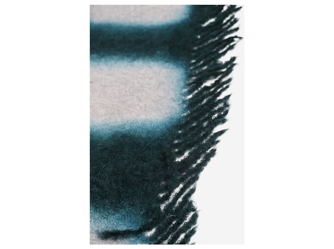 Autre Marque Handgewebte Boucle-Decke in Grün und Grau - Ansicht 4