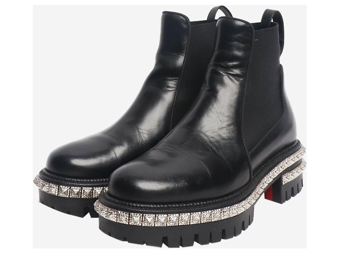 Christian Louboutin Schwarze Plateauboots mit Nieten - Größe EU 35 (UK 2) - Ansicht 2