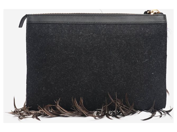Marni Clutch da polso grande con piume multicolori Multicolore - vista 2